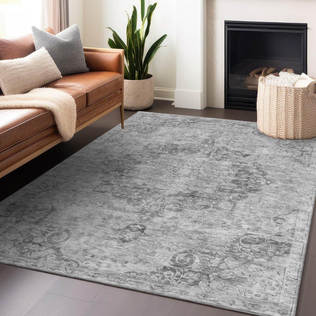 Arienne Gray Washable Indoor - Outdoor Rug - LOOMLAN - LOOMLAN Rugs - Outdoor Rugs