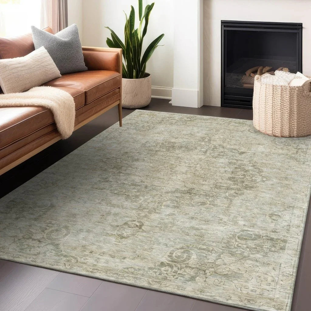 Arienne Green Washable Indoor - Outdoor Rug - LOOMLAN - LOOMLAN Rugs - Outdoor Rugs