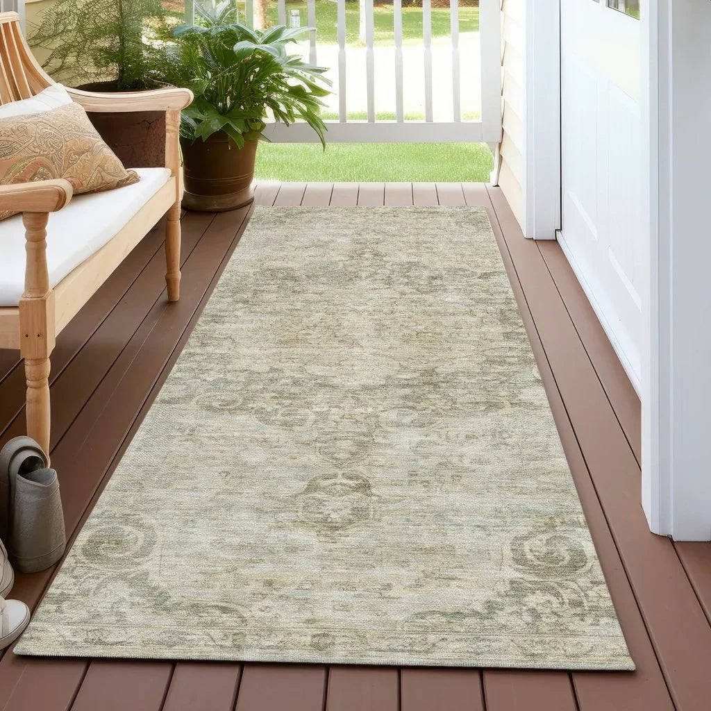 Arienne Green Washable Indoor - Outdoor Rug - LOOMLAN - LOOMLAN Rugs - Outdoor Rugs