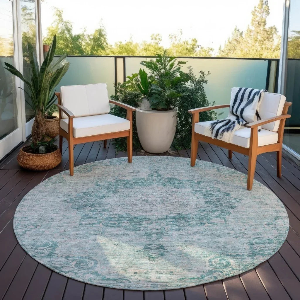Arienne Teal Washable Indoor - Outdoor Rug - LOOMLAN - LOOMLAN Rugs - Outdoor Rugs