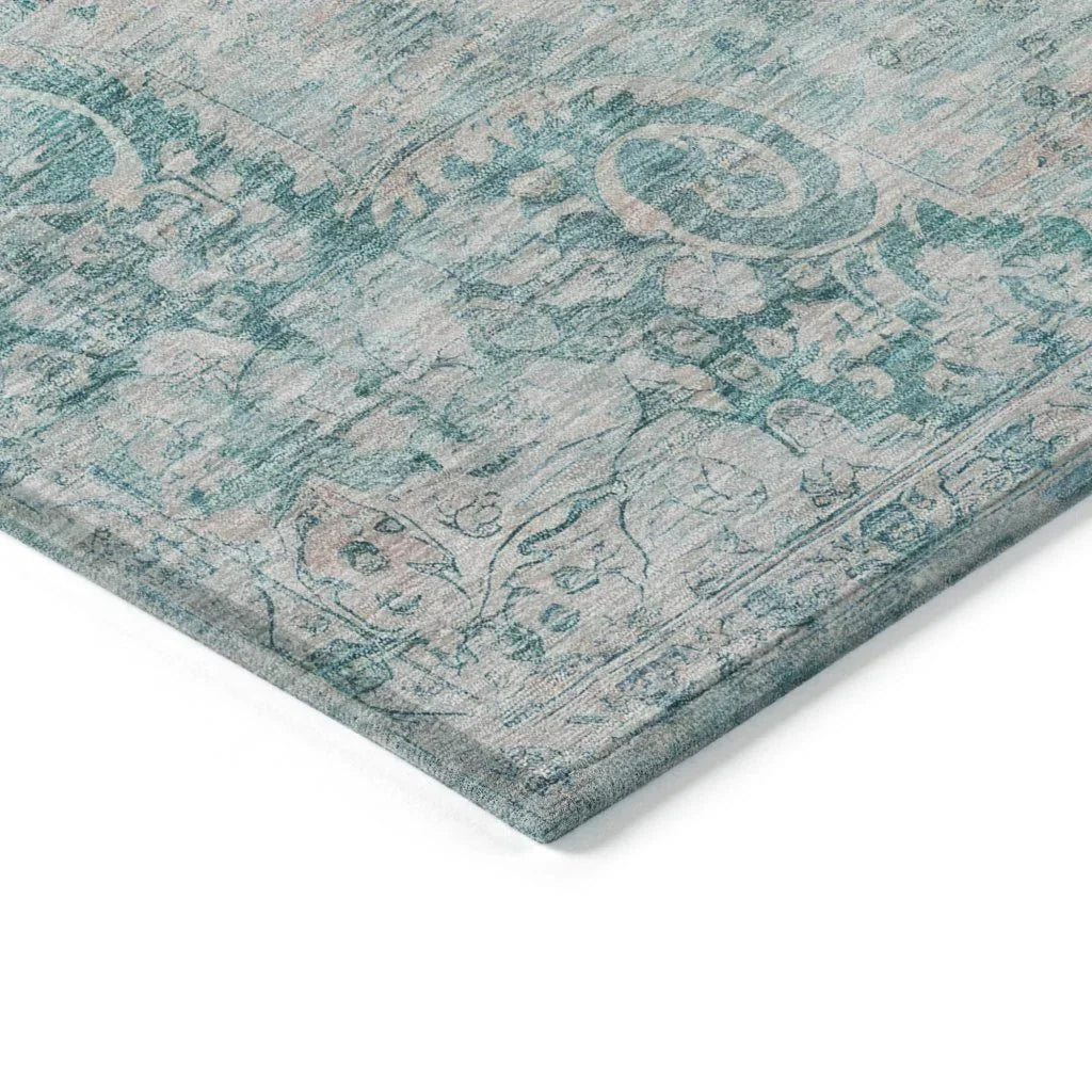 Arienne Teal Washable Indoor - Outdoor Rug - LOOMLAN - LOOMLAN Rugs - Outdoor Rugs