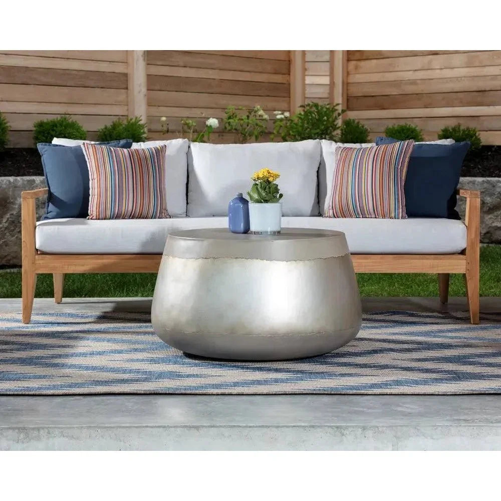 Aries Concrete Outdoor Round Coffee Table-Outdoor Coffee Tables-SUNPAN-LOOMLAN