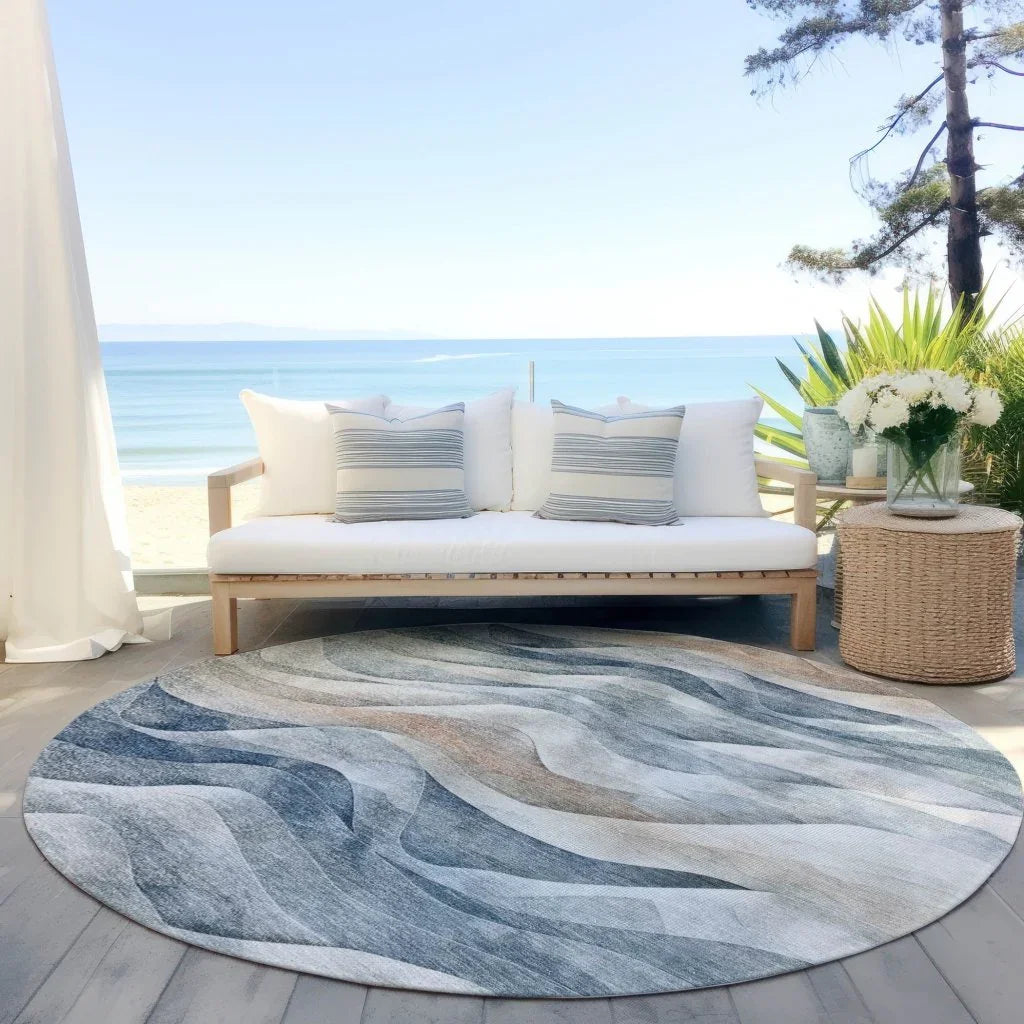 Arionelle Blue Washable Indoor - Outdoor Rug - LOOMLAN - LOOMLAN Rugs - Outdoor Rugs