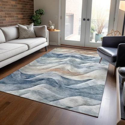 Arionelle Blue Washable Indoor - Outdoor Rug - LOOMLAN - LOOMLAN Rugs - Outdoor Rugs