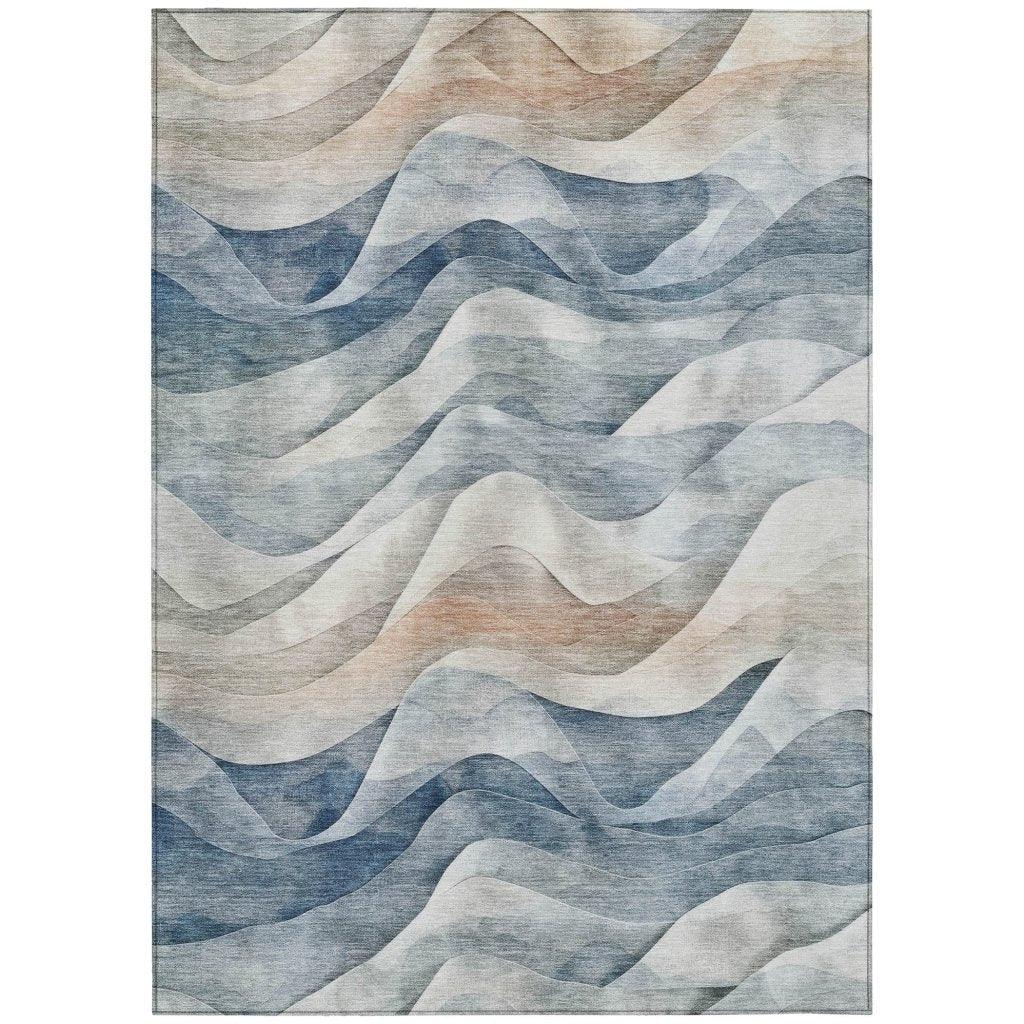 Arionelle Blue Washable Indoor - Outdoor Rug - LOOMLAN - LOOMLAN Rugs - Outdoor Rugs