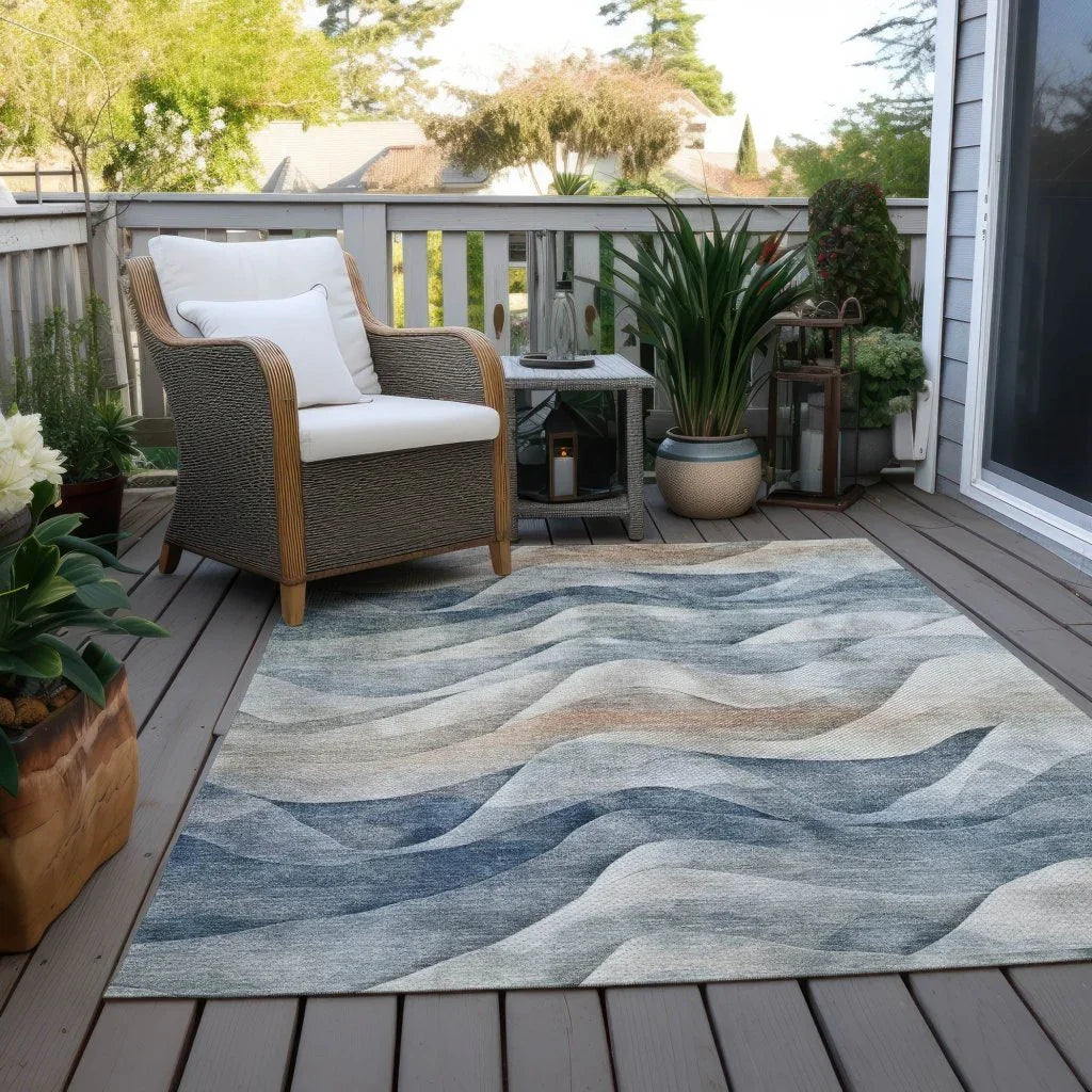 Arionelle Blue Washable Indoor - Outdoor Rug - LOOMLAN - LOOMLAN Rugs - Outdoor Rugs