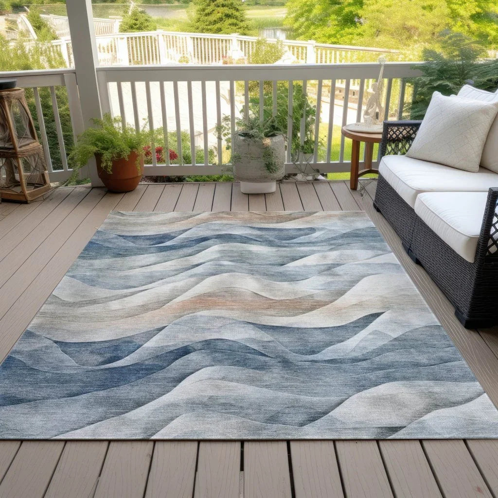 Arionelle Blue Washable Indoor - Outdoor Rug - LOOMLAN - LOOMLAN Rugs - Outdoor Rugs
