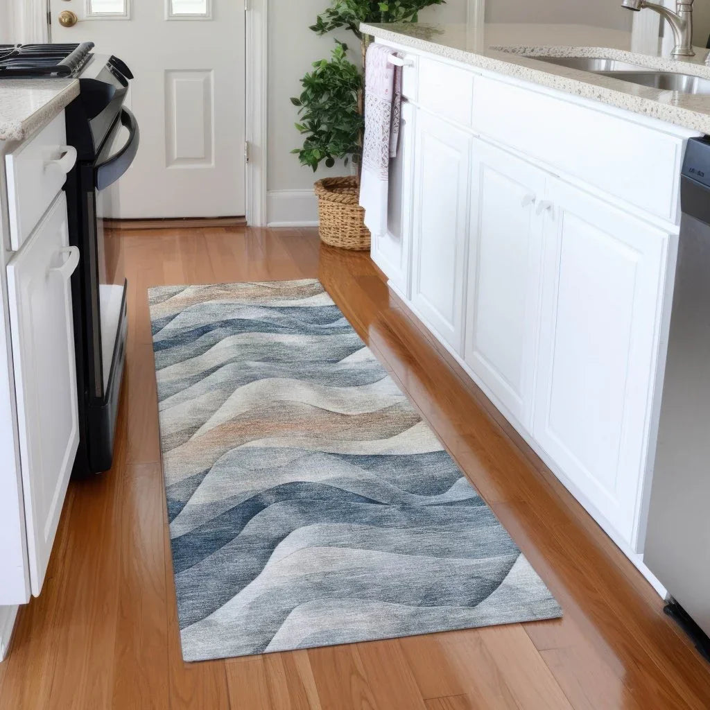 Arionelle Blue Washable Indoor - Outdoor Rug - LOOMLAN - LOOMLAN Rugs - Outdoor Rugs