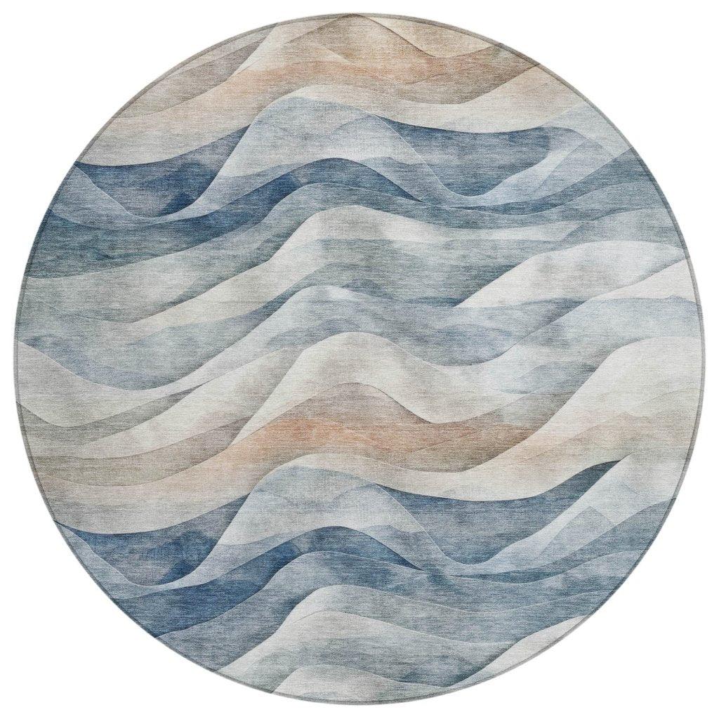 Arionelle Blue Washable Indoor - Outdoor Rug - LOOMLAN - LOOMLAN Rugs - Outdoor Rugs