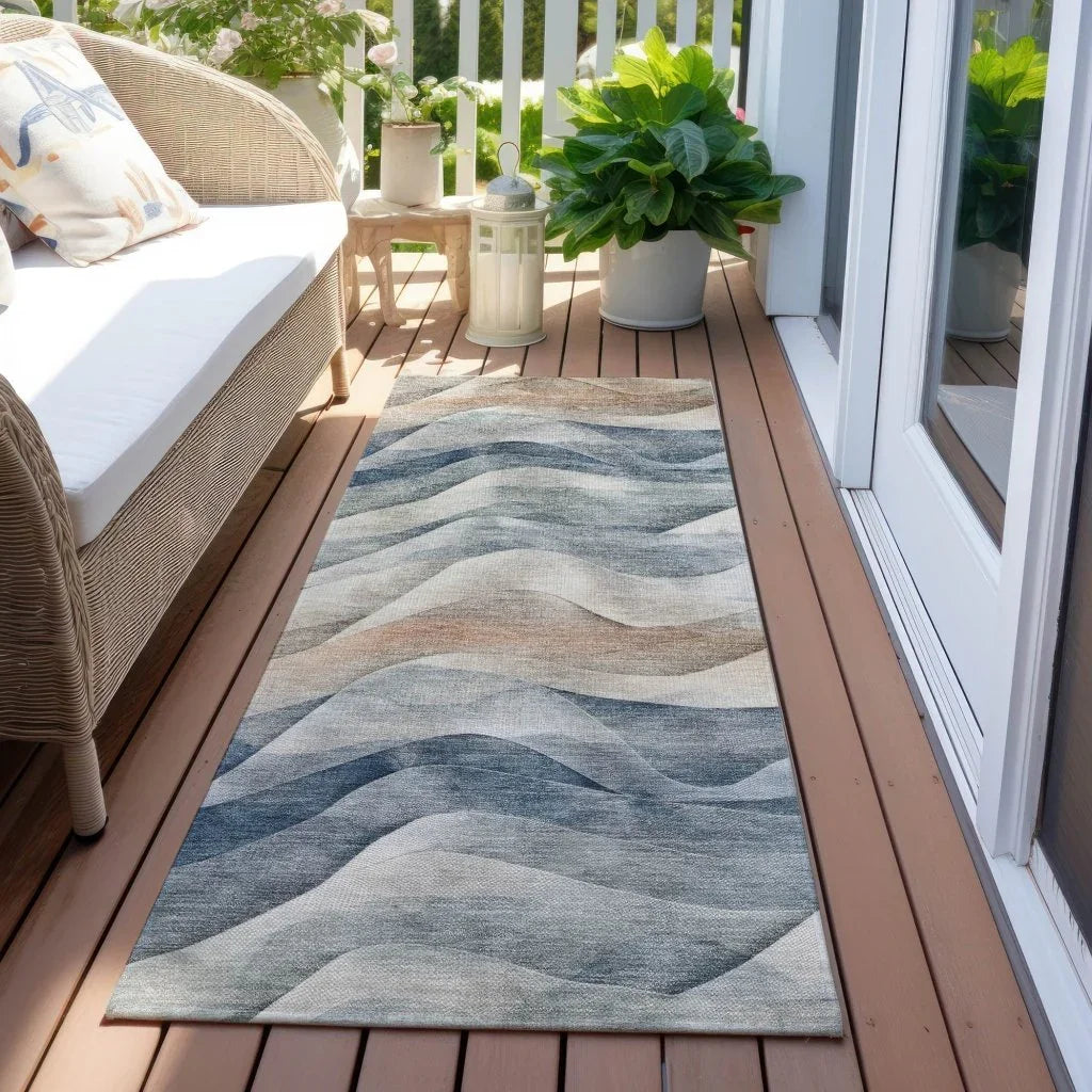 Arionelle Blue Washable Indoor - Outdoor Rug - LOOMLAN - LOOMLAN Rugs - Outdoor Rugs
