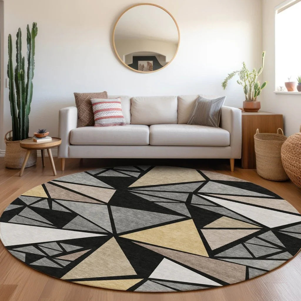 Aristea Black Washable Indoor-Outdoor Rug-Outdoor Rugs-LOOMLAN Rugs-LOOMLAN