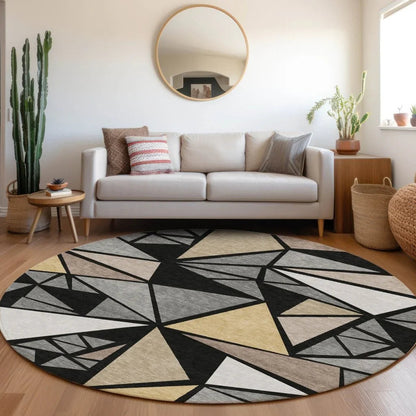 Aristea Black Washable Indoor-Outdoor Rug-Outdoor Rugs-LOOMLAN Rugs-LOOMLAN