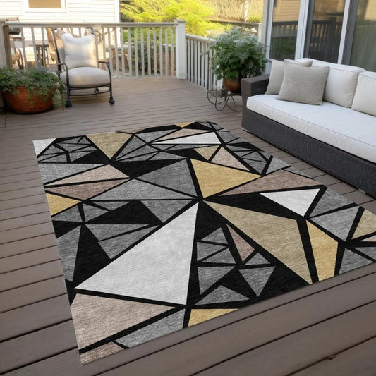 Aristea Black Washable Indoor-Outdoor Rug-Outdoor Rugs-LOOMLAN Rugs-LOOMLAN