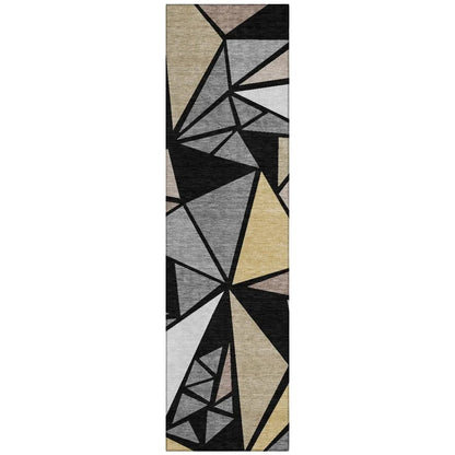 Aristea Black Washable Indoor-Outdoor Rug-Outdoor Rugs-LOOMLAN Rugs-2'3" x 7'6"-LOOMLAN