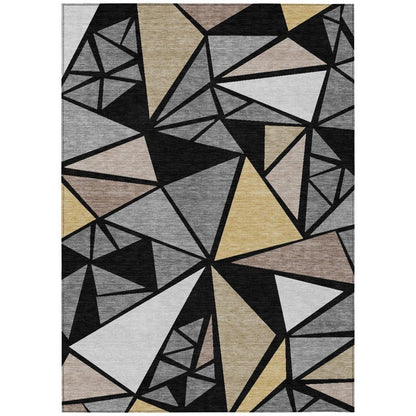 Aristea Black Washable Indoor-Outdoor Rug-Outdoor Rugs-LOOMLAN Rugs-2'6" x 3'10"-LOOMLAN