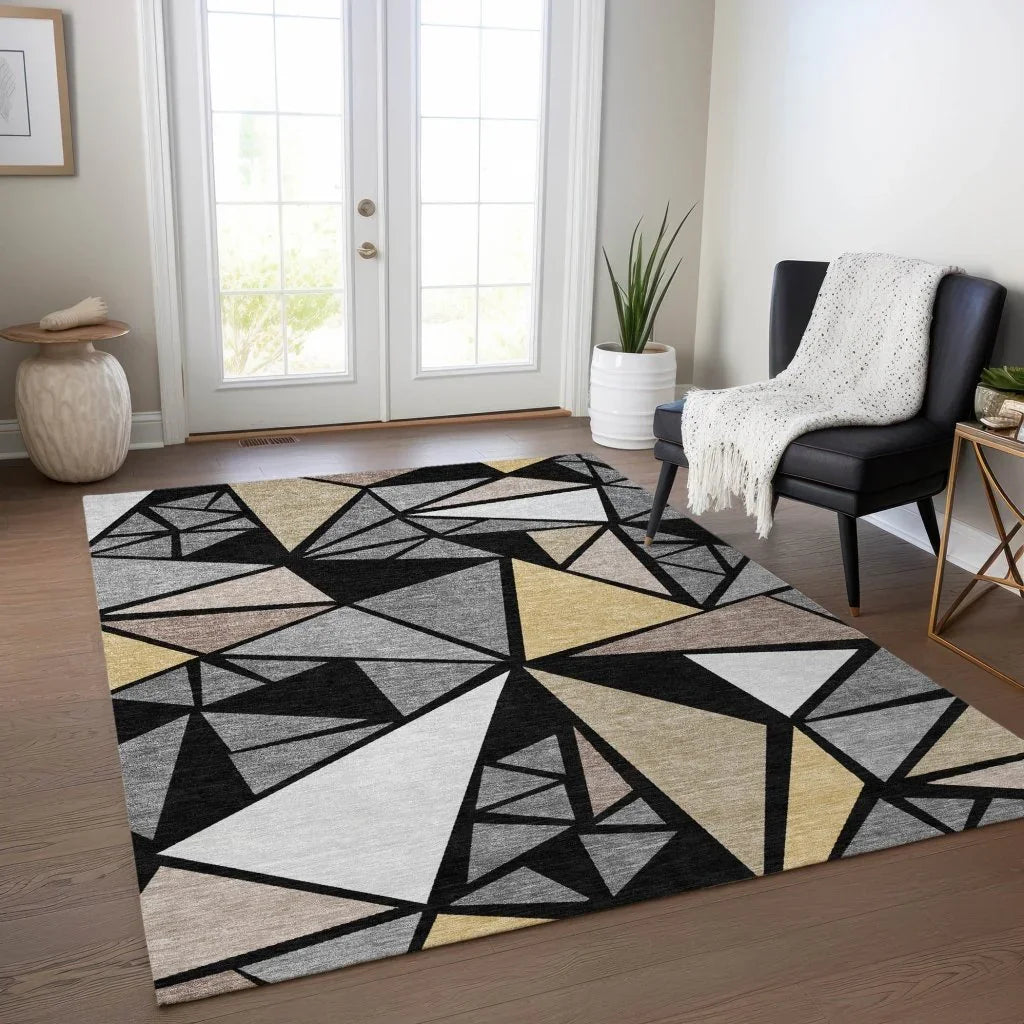 Aristea Black Washable Indoor-Outdoor Rug-Outdoor Rugs-LOOMLAN Rugs-LOOMLAN