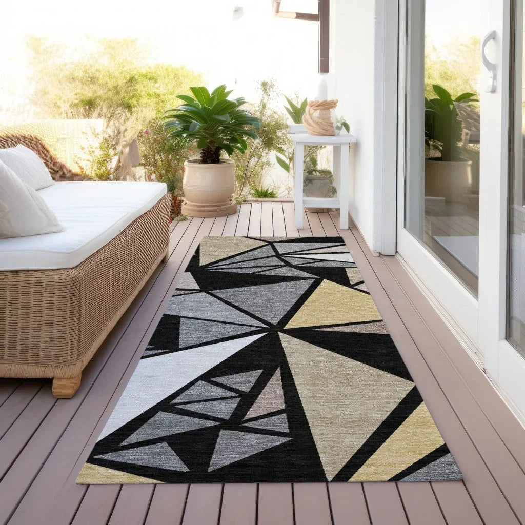Aristea Black Washable Indoor-Outdoor Rug-Outdoor Rugs-LOOMLAN Rugs-LOOMLAN