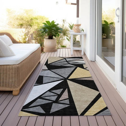 Aristea Black Washable Indoor-Outdoor Rug-Outdoor Rugs-LOOMLAN Rugs-LOOMLAN