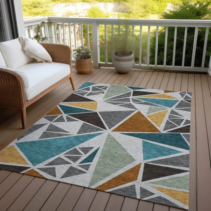Aristea Gray Washable Indoor-Outdoor Rug-Outdoor Rugs-LOOMLAN Rugs-LOOMLAN
