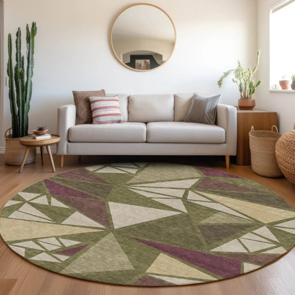 Aristea Green Washable Indoor-Outdoor Rug-Outdoor Rugs-LOOMLAN Rugs-LOOMLAN