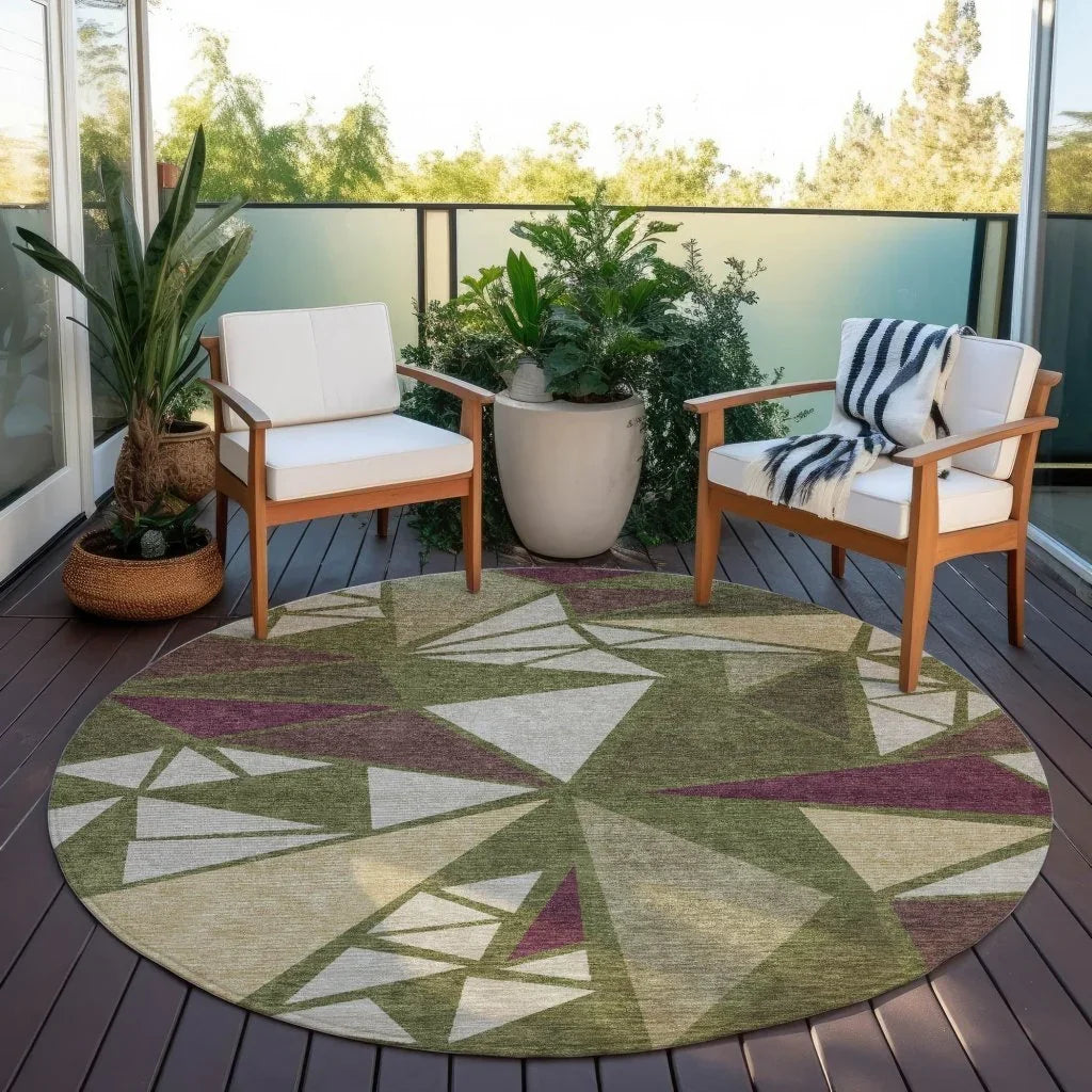 Aristea Green Washable Indoor-Outdoor Rug-Outdoor Rugs-LOOMLAN Rugs-LOOMLAN