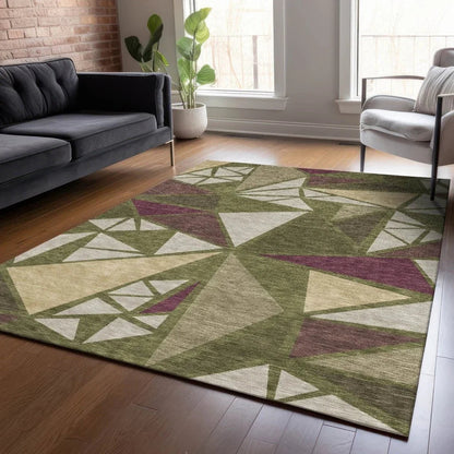Aristea Green Washable Indoor-Outdoor Rug-Outdoor Rugs-LOOMLAN Rugs-LOOMLAN