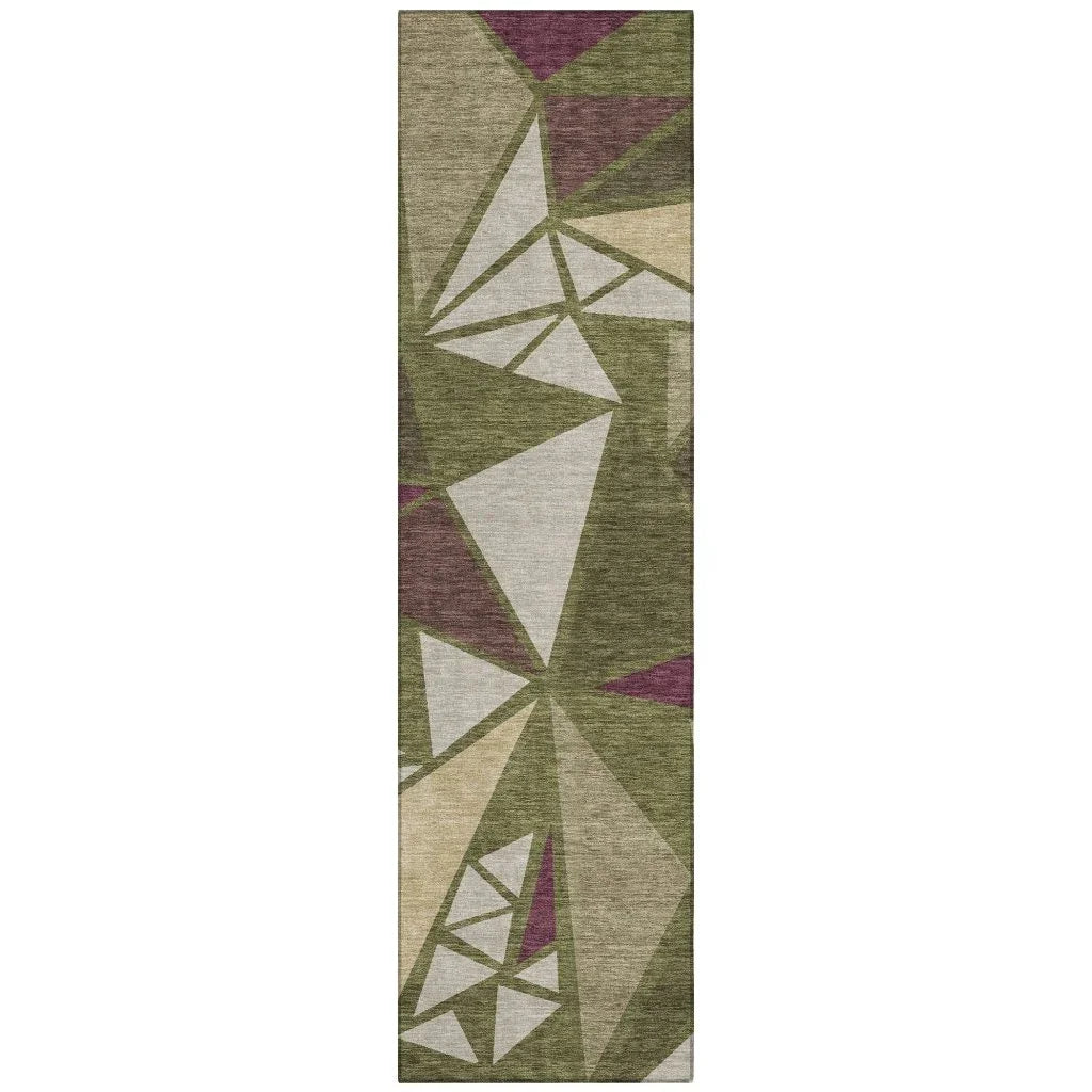 Aristea Green Washable Indoor-Outdoor Rug-Outdoor Rugs-LOOMLAN Rugs-2'3" x 7'6"-LOOMLAN