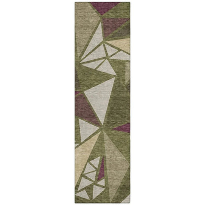 Aristea Green Washable Indoor-Outdoor Rug-Outdoor Rugs-LOOMLAN Rugs-2'3" x 7'6"-LOOMLAN