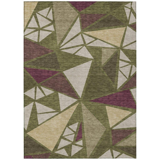 Aristea Green Washable Indoor-Outdoor Rug-Outdoor Rugs-LOOMLAN Rugs-2'6" x 3'10"-LOOMLAN