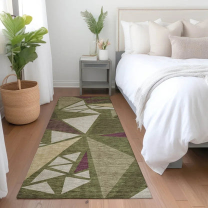 Aristea Green Washable Indoor-Outdoor Rug-Outdoor Rugs-LOOMLAN Rugs-LOOMLAN