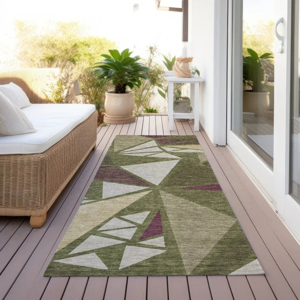 Aristea Green Washable Indoor-Outdoor Rug-Outdoor Rugs-LOOMLAN Rugs-LOOMLAN