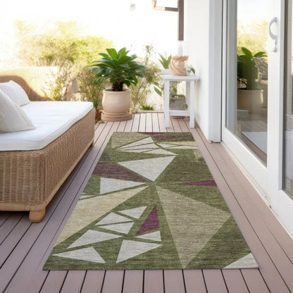 Aristea Green Washable Indoor-Outdoor Rug-Outdoor Rugs-LOOMLAN Rugs-LOOMLAN