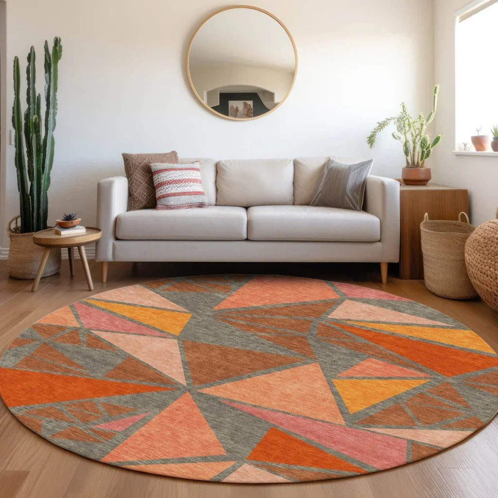 Aristea Orange Washable Indoor-Outdoor Rug-Outdoor Rugs-LOOMLAN Rugs-LOOMLAN