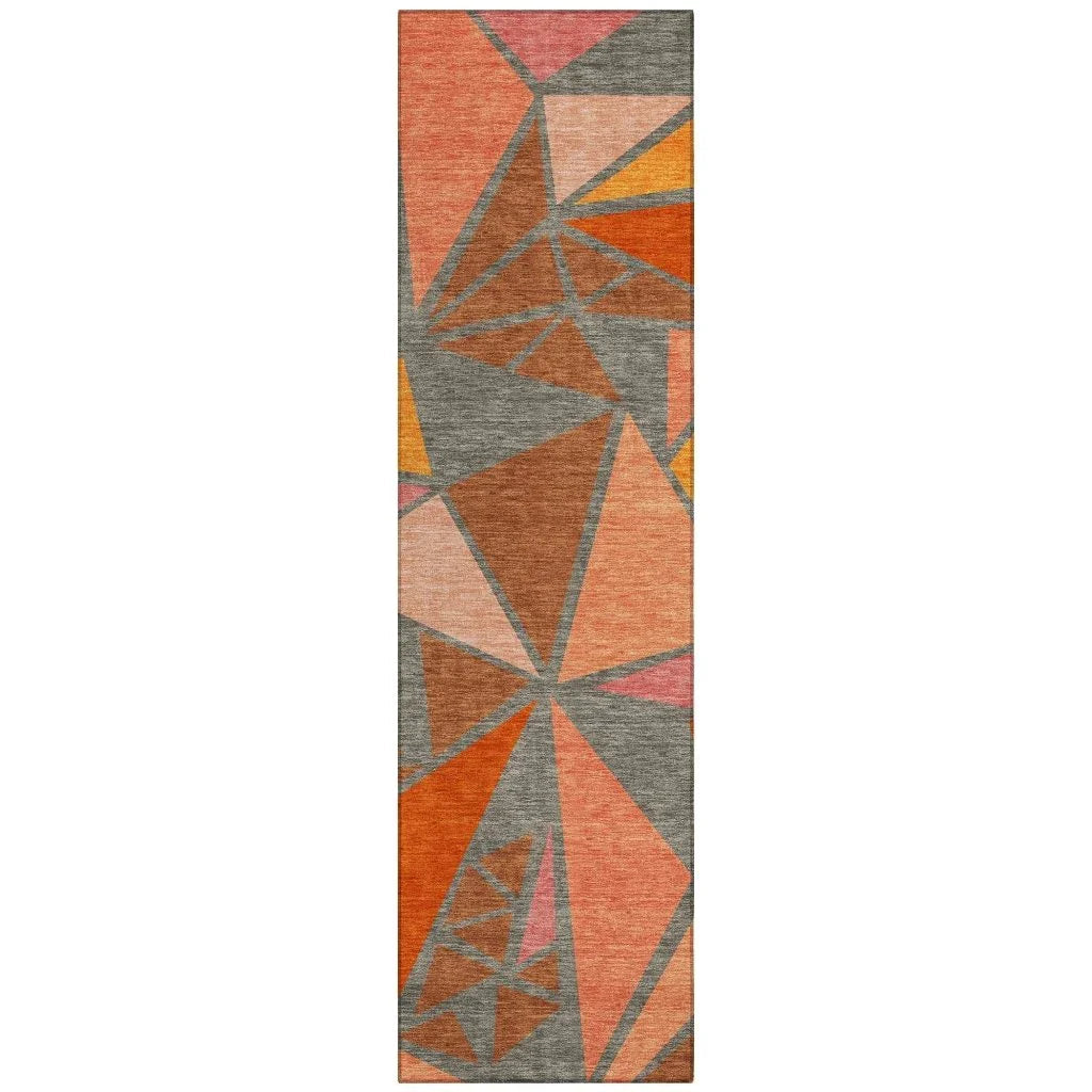 Aristea Orange Washable Indoor-Outdoor Rug-Outdoor Rugs-LOOMLAN Rugs-2'3" x 7'6"-LOOMLAN