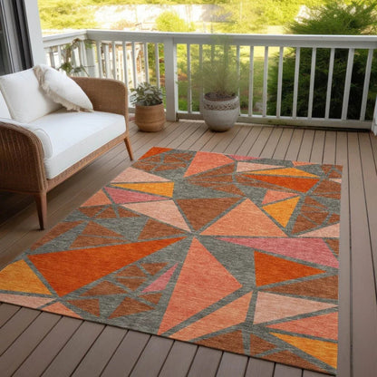 Aristea Orange Washable Indoor-Outdoor Rug-Outdoor Rugs-LOOMLAN Rugs-LOOMLAN