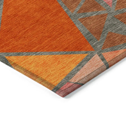 Aristea Orange Washable Indoor-Outdoor Rug-Outdoor Rugs-LOOMLAN Rugs-LOOMLAN