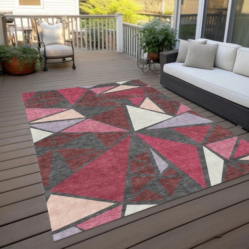 Aristea Red Washable Indoor-Outdoor Rug-Outdoor Rugs-LOOMLAN Rugs-LOOMLAN
