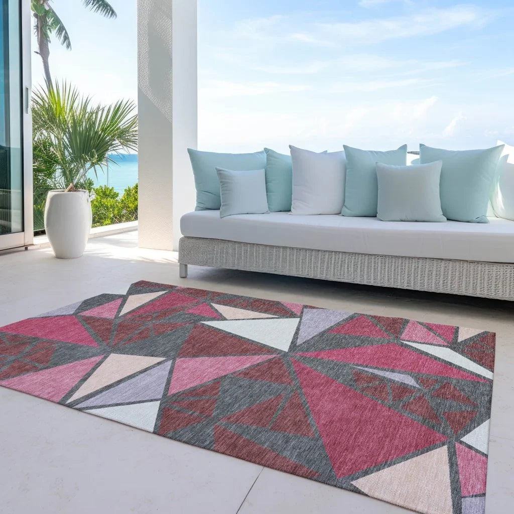 Aristea Red Washable Indoor-Outdoor Rug-Outdoor Rugs-LOOMLAN Rugs-LOOMLAN