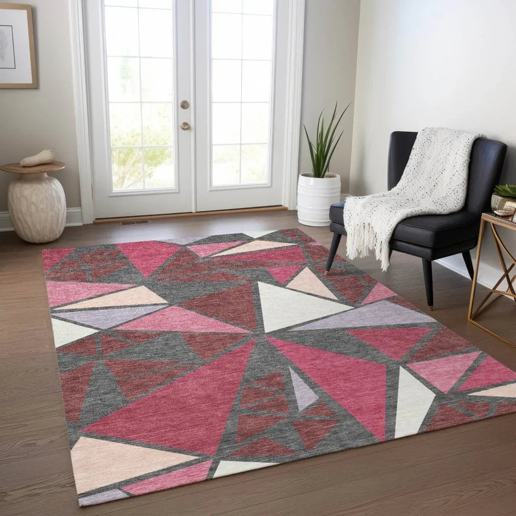 Aristea Red Washable Indoor-Outdoor Rug-Outdoor Rugs-LOOMLAN Rugs-LOOMLAN