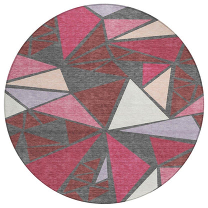 Aristea Red Washable Indoor-Outdoor Rug-Outdoor Rugs-LOOMLAN Rugs-8' x 8'-LOOMLAN