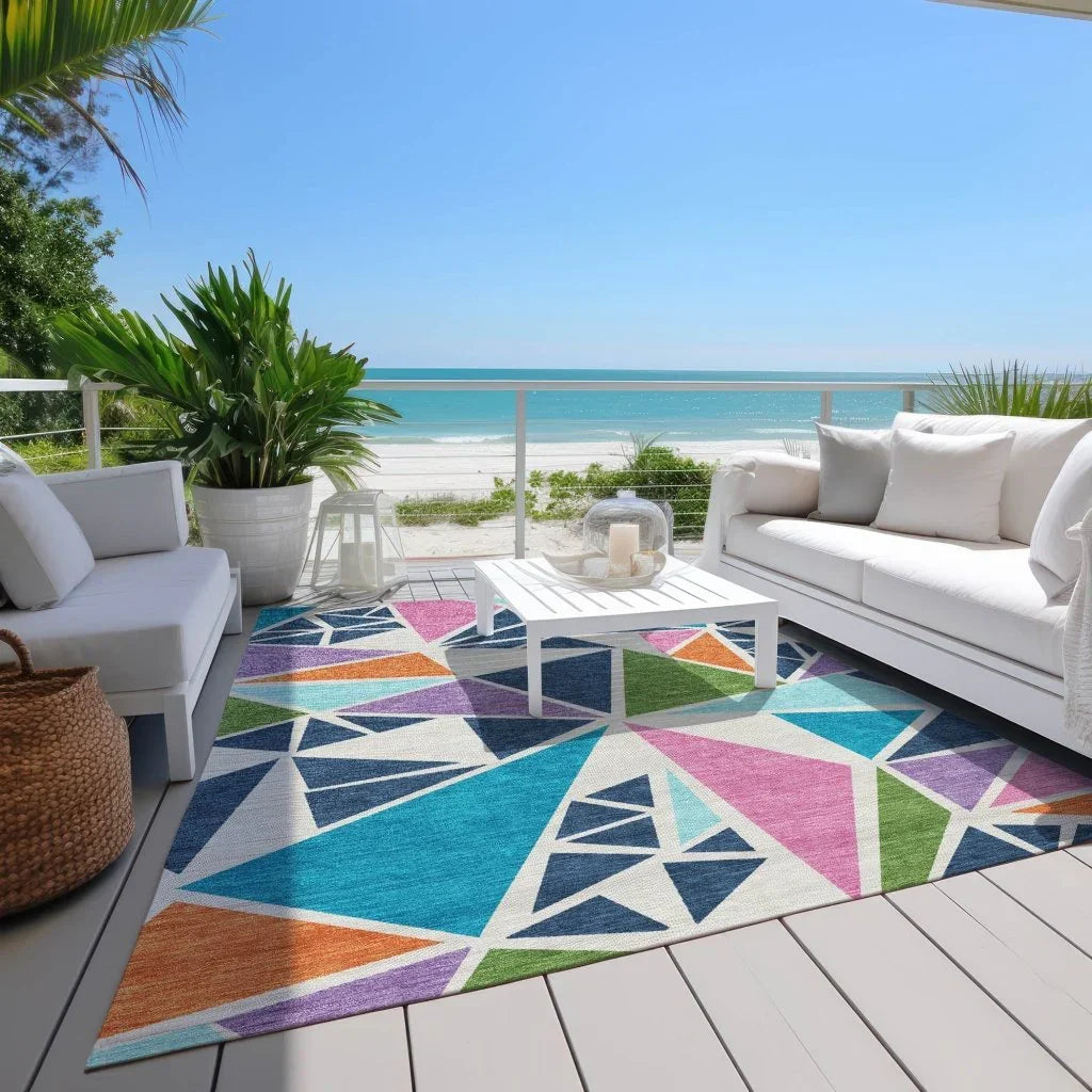 Aristea White Washable Indoor-Outdoor Rug-Outdoor Rugs-LOOMLAN Rugs-LOOMLAN