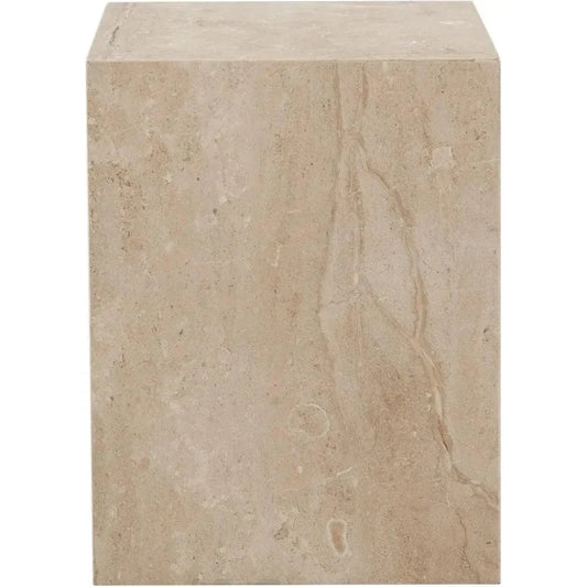 Ark Genuine Beige Marble Square Pedestal End Table - LOOMLAN - Diamond Sofa - Side Tables