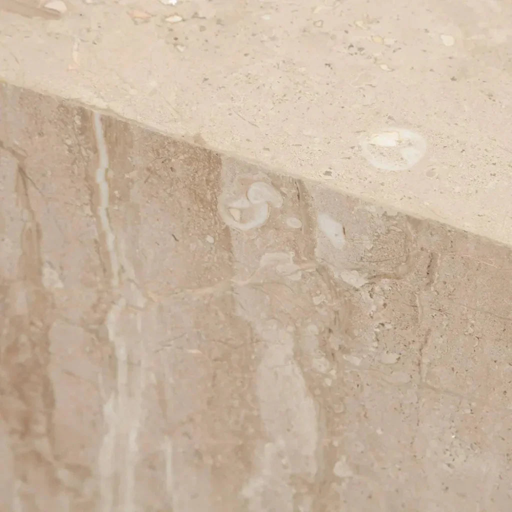 Ark Genuine Beige Marble Square Pedestal End Table - LOOMLAN - Diamond Sofa - Side Tables