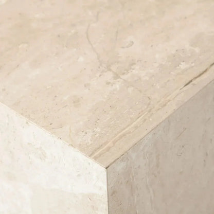 Ark Genuine Beige Marble Square Pedestal End Table - LOOMLAN - Diamond Sofa - Side Tables