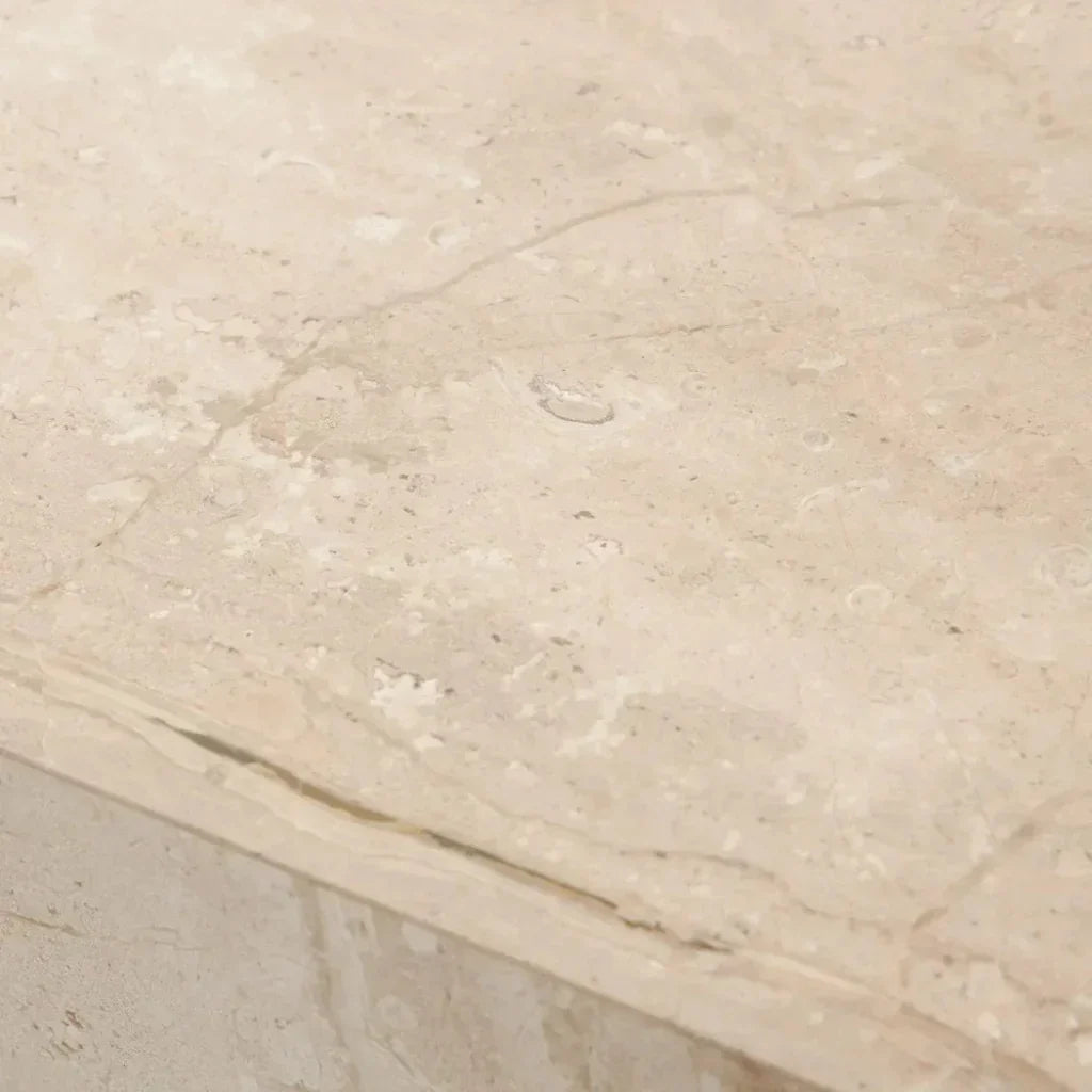 Ark Genuine Beige Marble Square Pedestal End Table - LOOMLAN - Diamond Sofa - Side Tables