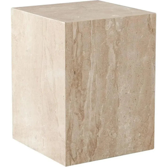 Ark Genuine Beige Marble Square Pedestal End Table - LOOMLAN - Diamond Sofa - Side Tables