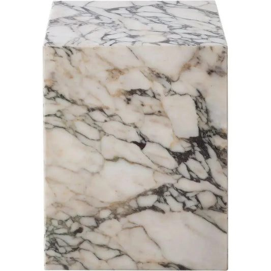 Ark Genuine Viola Marble Square Pedestal End Table - LOOMLAN - Diamond Sofa - Side Tables