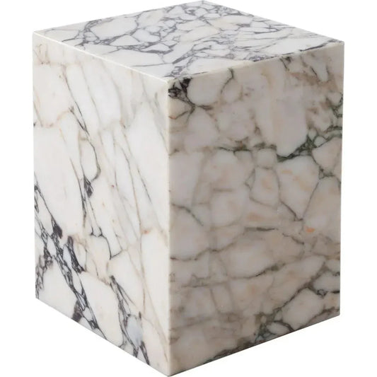 Ark Genuine Viola Marble Square Pedestal End Table - LOOMLAN - Diamond Sofa - Side Tables