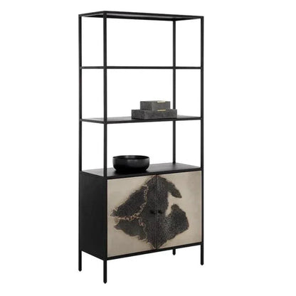 Arlington Unique Patina Black Iron Etagere-Etageres-SUNPAN-LOOMLAN