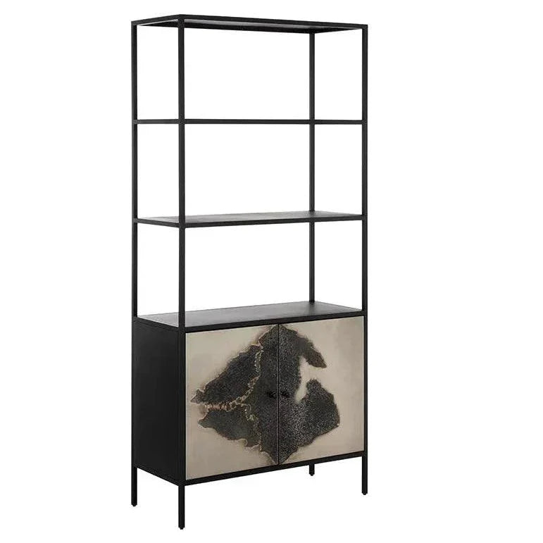 Arlington Unique Patina Black Iron Etagere-Etageres-SUNPAN-LOOMLAN